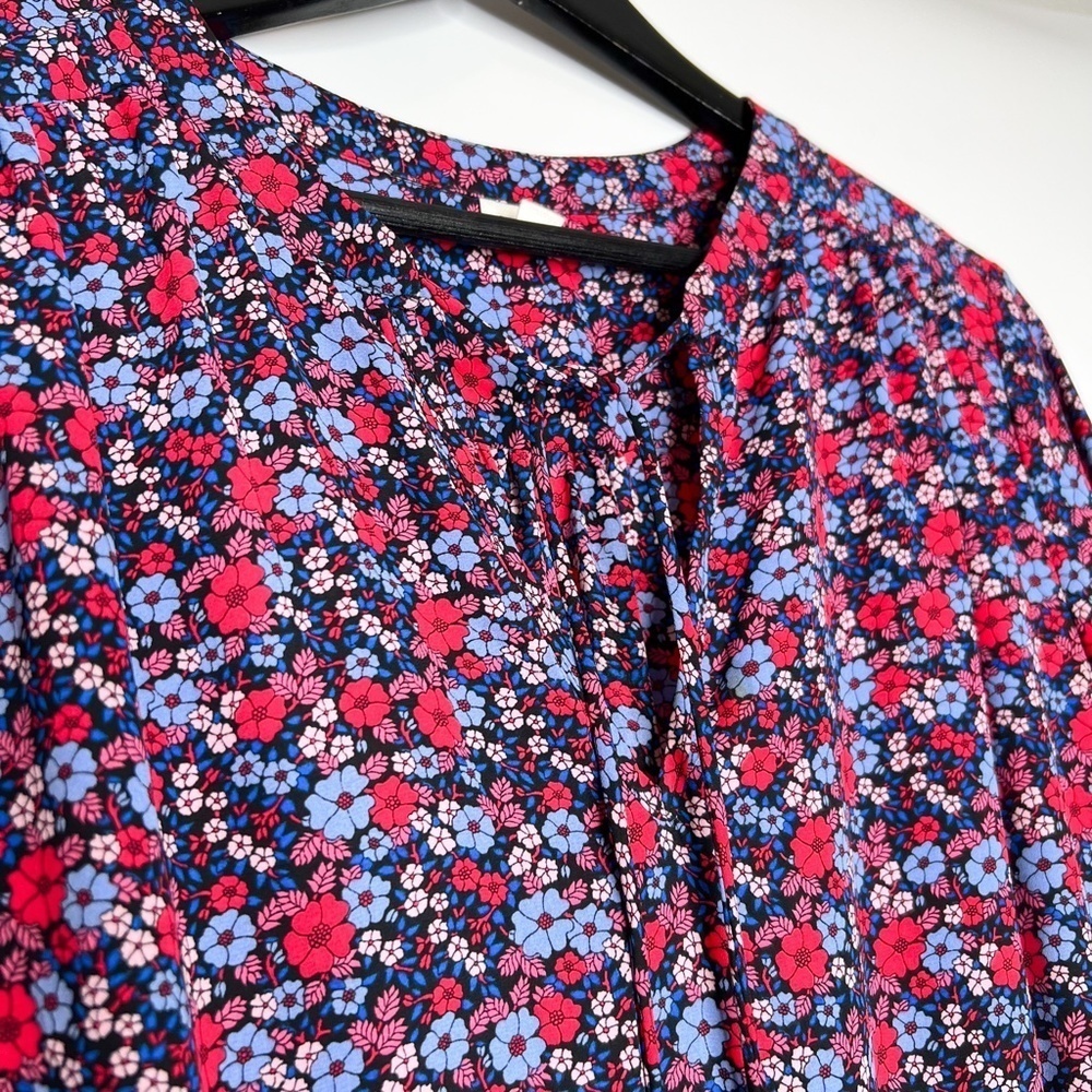 GAP Floral Mini Dress in Burgundy with Pink and Blue Accents - Picture 3 of 6